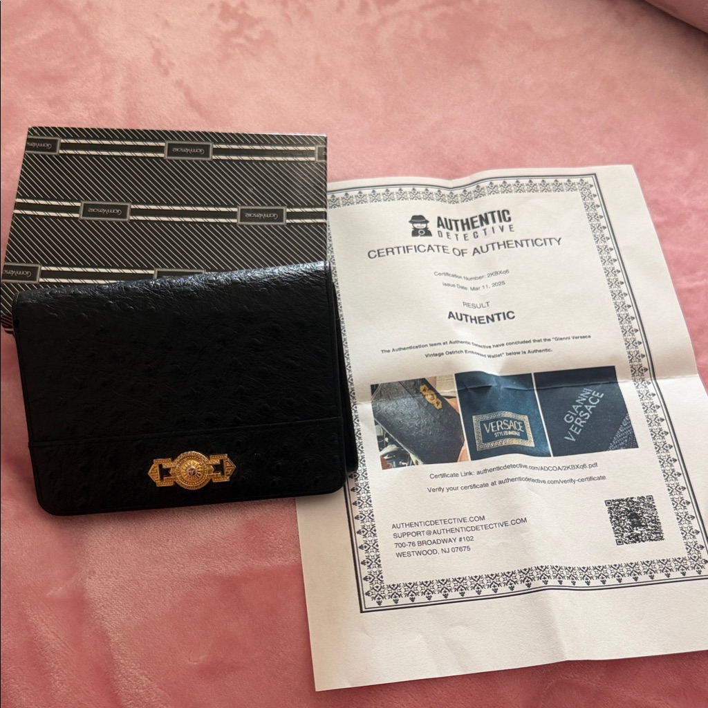 Versace Black Wallet With Gold Medusa Emblem
